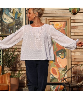 Blouse Séraphine - broderie de coton fleuri blanche Amélioration de cerveau avec