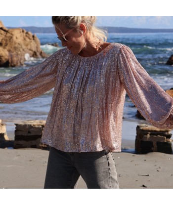 Blouse Séraphine - sequins dorés / doublure coton rosé JUSQU'A -70%! 