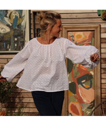 Blouse Séraphine - broderie de coton fleuri blanche Amélioration de cerveau avec