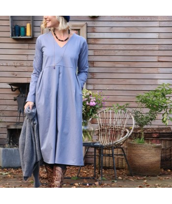 Robe Romane - sergé de coton bleu nuage en ligne des produits 