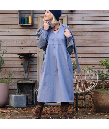 Robe Romane - sergé de coton bleu nuage en ligne des produits 