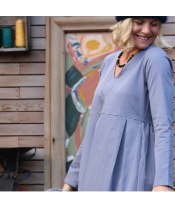 Robe Romane - sergé de coton bleu nuage en ligne des produits 