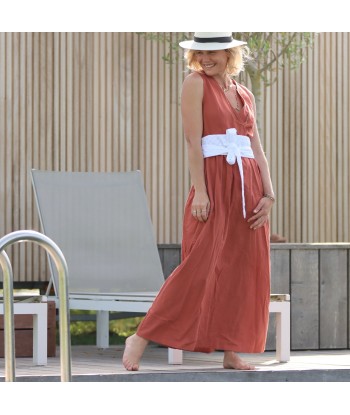 Robe Alba longue sergé de coton terracotta à prix réduit toute l'année