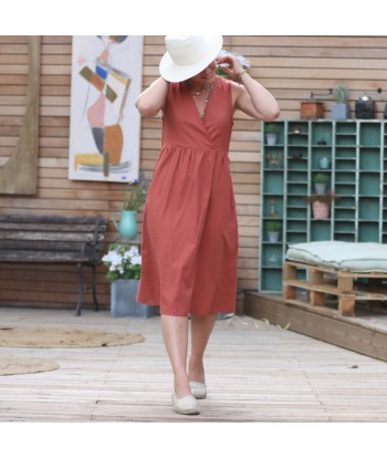 Robe Alba midi sergé de coton terracotta Dans la société mordern