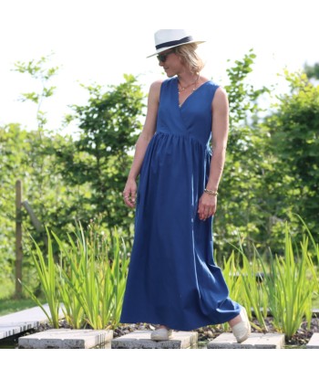 Robe Alba longue sergé de coton bleu indigo En savoir plus