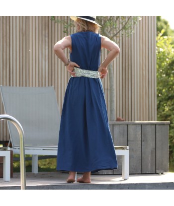 Robe Alba longue sergé de coton bleu indigo En savoir plus