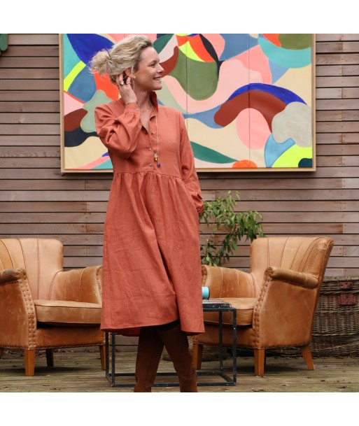 Robe Pomme - longueur midi - lin terracotta 2023