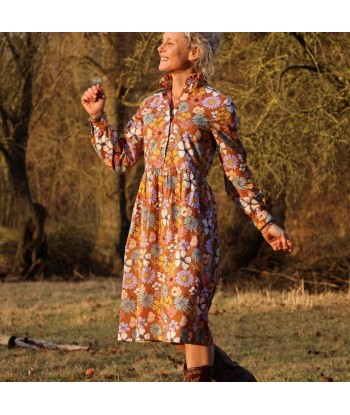 Robe Pomme - longueur midi - coton - flower power Economisez 