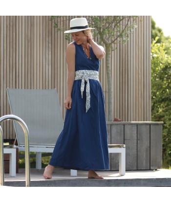 Robe Alba longue sergé de coton bleu indigo En savoir plus