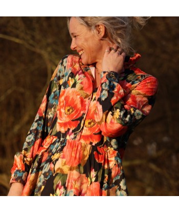 Robe Pomme - longueur midi - sergé de viscose - fleurs de minuit Vous souhaitez 