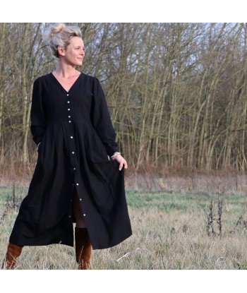 Robe Clémence -  viscose/lin noire Véritable concentré