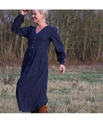 Robe Clémence -  viscose/lin bleu marine vous aussi creer 