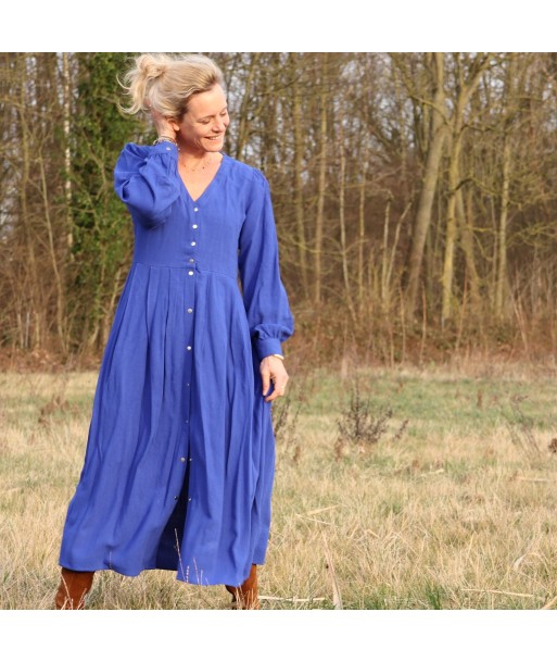 Robe Clémence -  viscose/lin bleu majorelle Livraison rapide