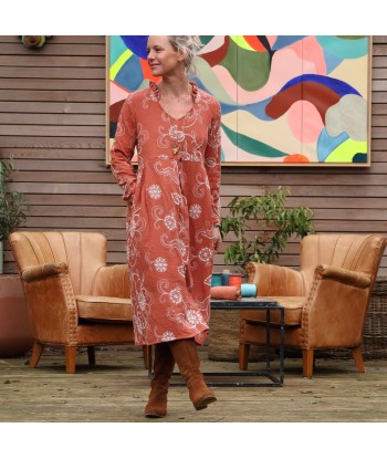 Robe Aria - double gaze de coton brodée terracotta français