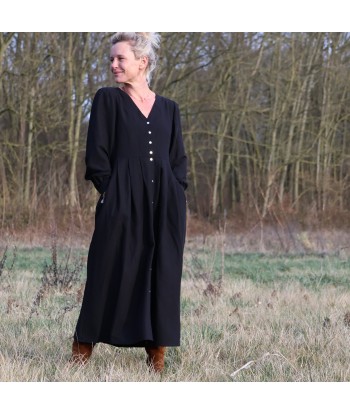 Robe Clémence -  viscose/lin noire Véritable concentré