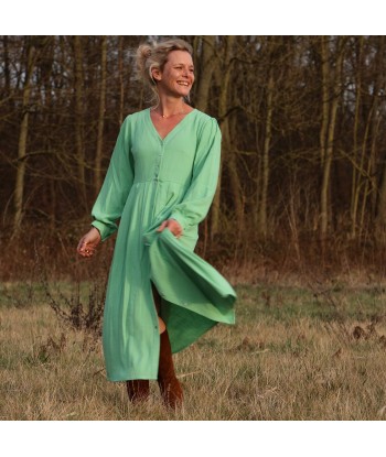 Robe Clémence -  viscose/lin vert tilleul paiement sécurisé