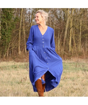 Robe Clémence -  viscose/lin bleu majorelle Livraison rapide