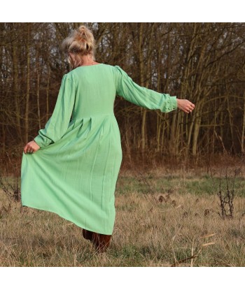 Robe Clémence -  viscose/lin vert tilleul paiement sécurisé