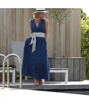 Robe Alba longue sergé de coton bleu indigo En savoir plus