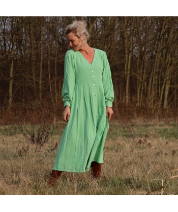 Robe Clémence -  viscose/lin vert tilleul paiement sécurisé