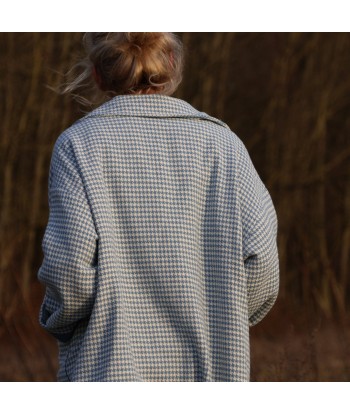 Manteau Kaï pied de poule bleu chez Cornerstreet bien 