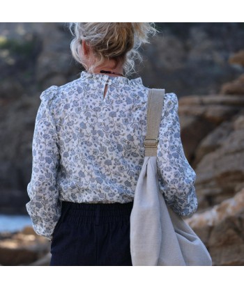 Blouse Léa - sergé de coton delphinium paiement sécurisé