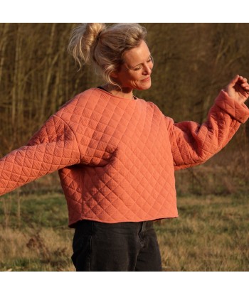 Sweat Hector-  matelassé en double gaze de coton rose boisé 2023