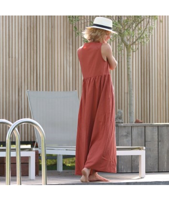 Robe Alba longue sergé de coton terracotta à prix réduit toute l'année