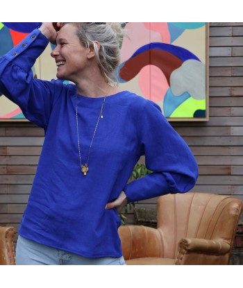 Blouse Hortense - viscose/lin bleu majorelle acheter en ligne