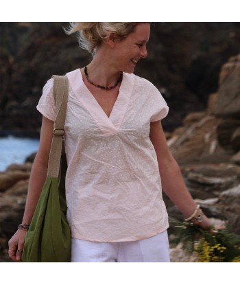 Blouse Savine- broderie fleuri rose pale 50% de réduction en Octobre 2024