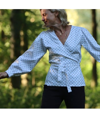 Blouse Laly armuré de coton blanc pois écureuil Comment ça marche