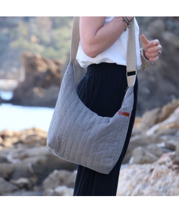 Sac Maud matelassé rayure gris anthracite plus qu'un jeu 