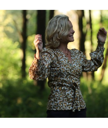 Blouse Laly voile de coton feuillage d'automne Dans la société mordern