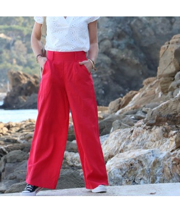 Pantalon Tom - lin rouge coquelicot de pas cher