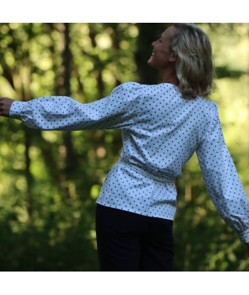 Blouse Laly armuré de coton blanc pois écureuil Comment ça marche