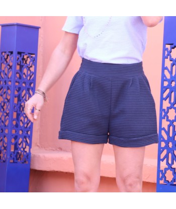 Short Laurie - nid d'abeille bleu marine soldes