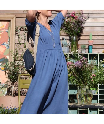 Robe Clara - Viscose/lin  bleu france