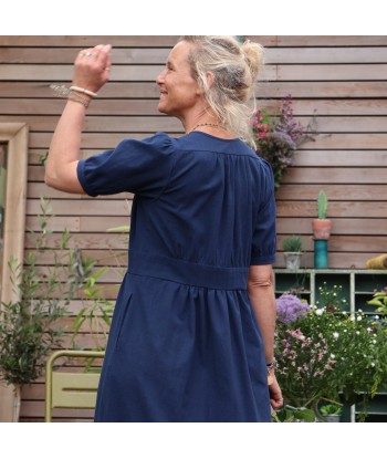 Robe Clara - coton lavé bleu marine plus qu'un jeu 