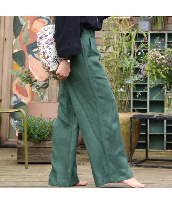 Pantalon Tom - lin vert anglais brillant des détails fins