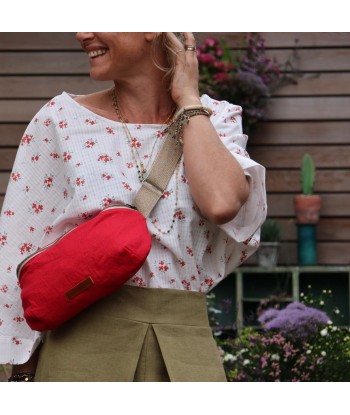 Sac banane Mona -  lin rouge en linge