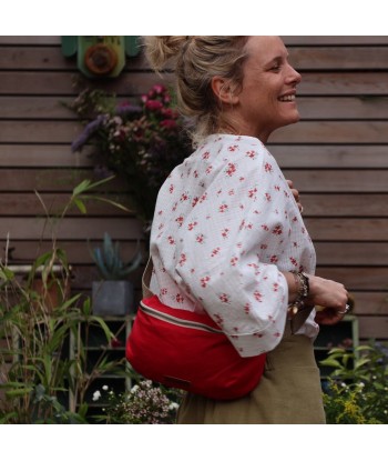 Sac banane Mona -  lin rouge en linge