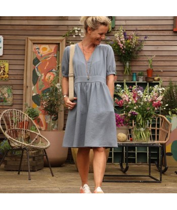 Robe Clara midi - piqué de coton bleu doux paiement sécurisé