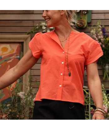 Blouse Sacha - seersucker de coton orange Voir les baskets