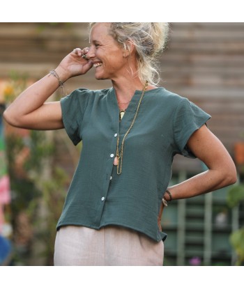 Blouse Sacha -double gaze de coton vert cactus Véritable concentré