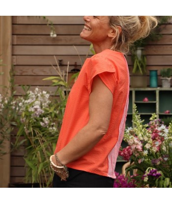 Blouse Sacha - seersucker de coton orange Voir les baskets