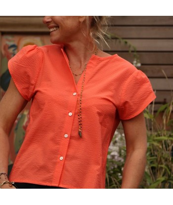 Blouse Sacha - seersucker de coton orange Voir les baskets