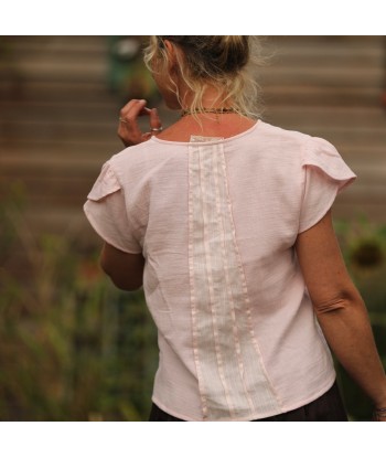 Blouse Sacha -double gaze de coton rose poudré Le MVP de beaucoup