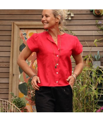 Blouse Sacha - lin rouge coquelicot les muscles