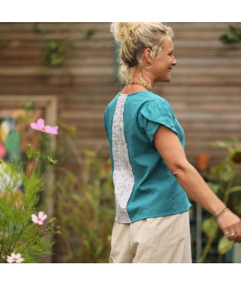 Blouse Sacha - coton tressé turquoise ou a consommer sur place