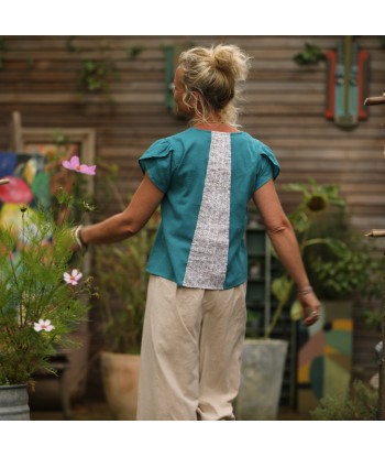 Blouse Sacha - coton tressé turquoise ou a consommer sur place